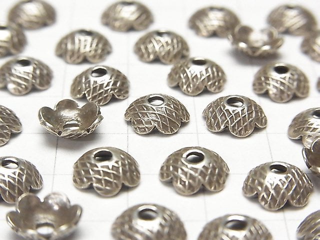 Karen Silver Bead Cap 9x9x3mm 2pcs