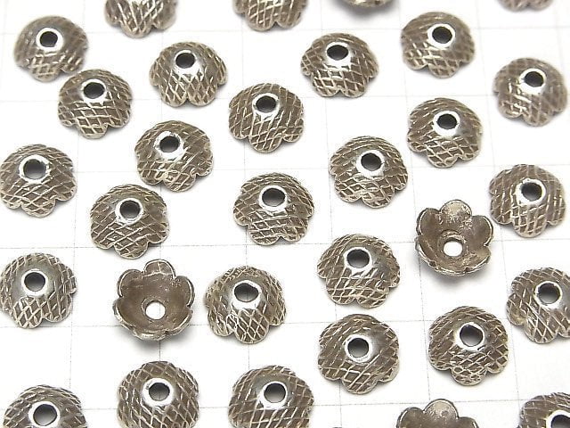 Karen Silver Bead Cap 9x9x3mm 2pcs