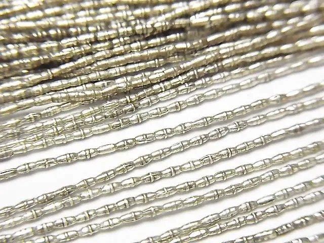 Karen Silver Patterned Tube, 2x1x1mm half or 1-strand beads (approx. 27 inches/68 cm)