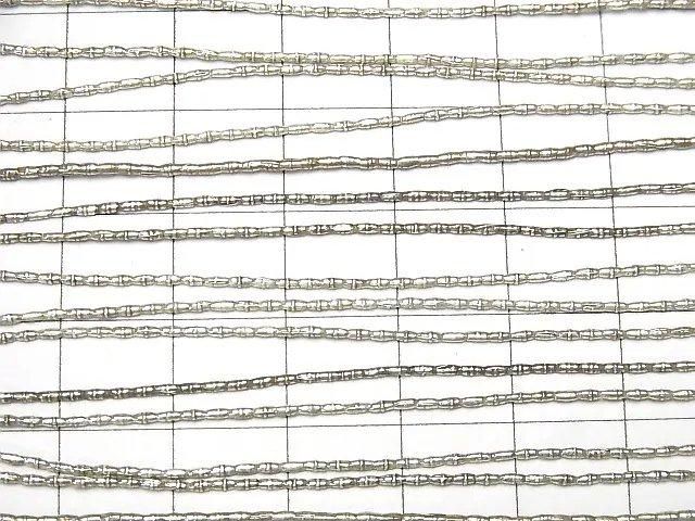 Karen Silver Patterned Tube, 2x1x1mm half or 1-strand beads (approx. 27 inches/68 cm)