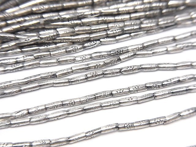 Karen Silver Patterned Tube 3x1.2x1.2mm half or 1strand beads (aprx.26inch/64cm)