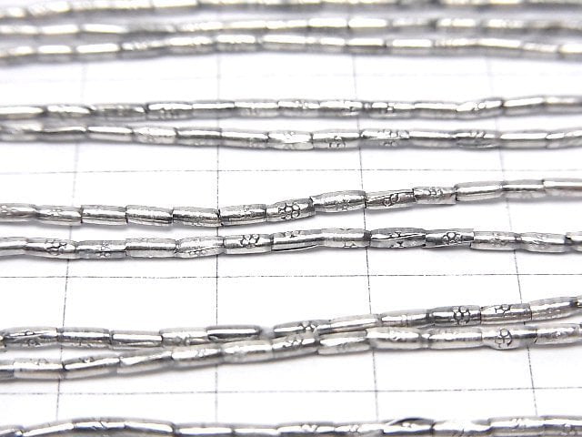 Karen Silver Patterned Tube 3x1.2x1.2mm half or 1strand beads (aprx.26inch/64cm)