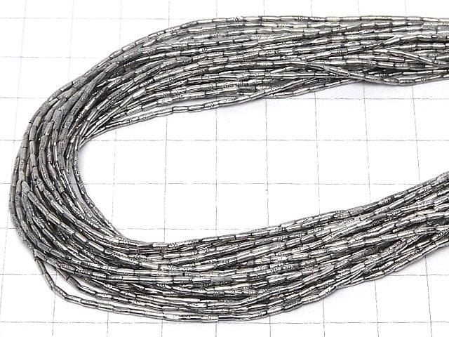 Karen Silver Patterned Tube 3x1.2x1.2mm half or 1-strand beads (approx. 26 inches/64 cm)
