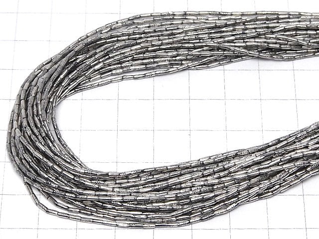 Karen Silver Patterned Tube 3x1.2x1.2mm half or 1strand beads (aprx.26inch/64cm)