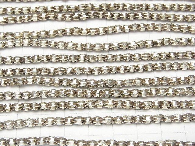 Karen Silver Line Carved Rice 4x3x3mm 1/4 or 1-strand beads (approx. 25 inches/62 cm)