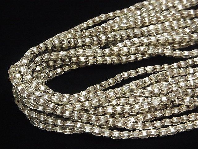 Karen Silver Line Carved Rice 4x3x3mm 1/4 or 1-strand beads (approx. 25 inches/62 cm)