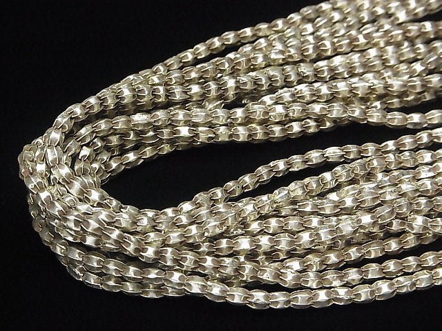 Karen Silver Line Carved Rice 4x3x3mm 1/4 or 1strand beads (aprx.25inch/62cm)