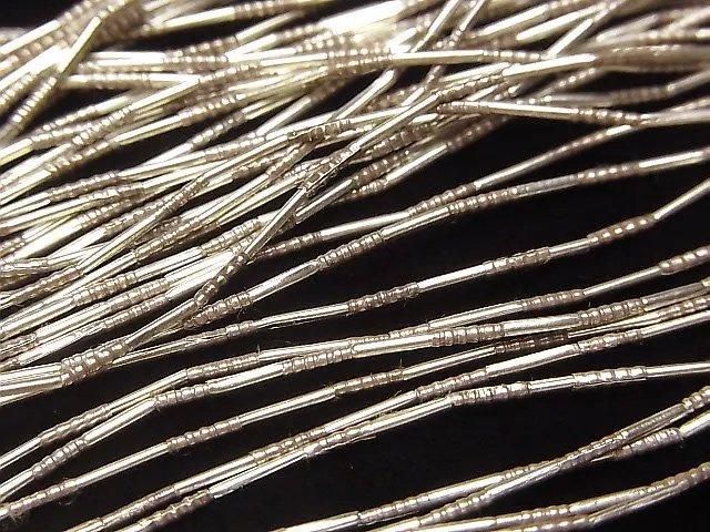 Karen Silver Line Carved Tube 7x1x1mm half or 1-strand beads (approx. 26 inches/65 cm)
