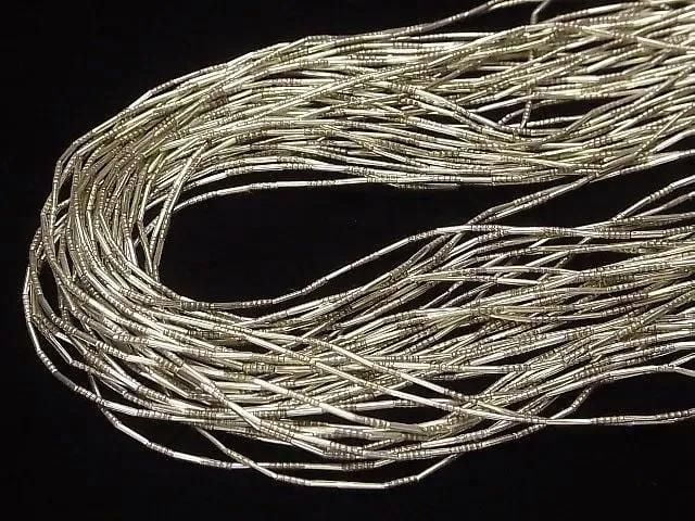 Karen 純銀雕花管珠 8x1x1mm 半串或1串 (約 27 英吋/68 公分)