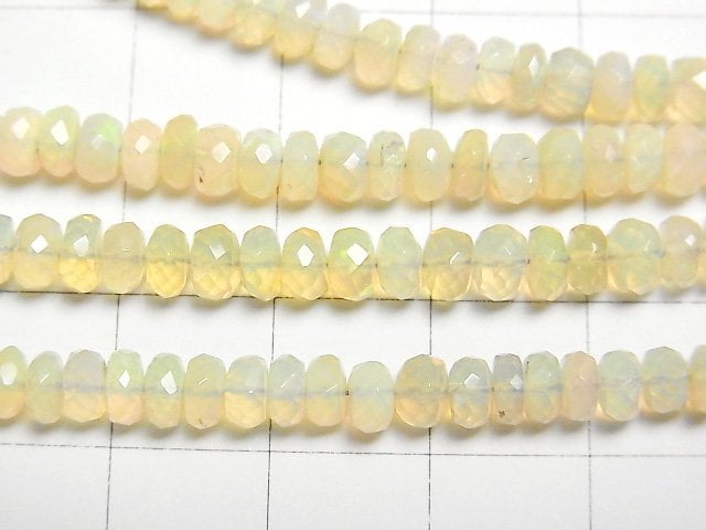 [Video]High Quality Ethiopian Opal AA++ Faceted Button Roundel half or 1strand beads (aprx.16inch/40cm)