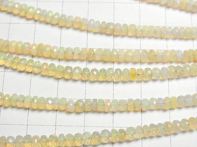 [Video]High Quality Ethiopian Opal AA++ Faceted Button Roundel half or 1strand beads (aprx.16inch/40cm)