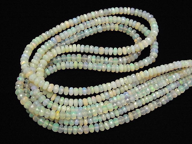 [Video]High Quality Ethiopian Opal AA++ Faceted Button Roundel half or 1strand beads (aprx.16inch/40cm)