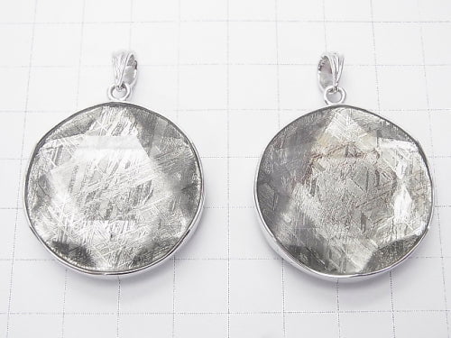 Meteorite (Muonionalusta ) Pendant  Both Side Finish 32mm Silver925