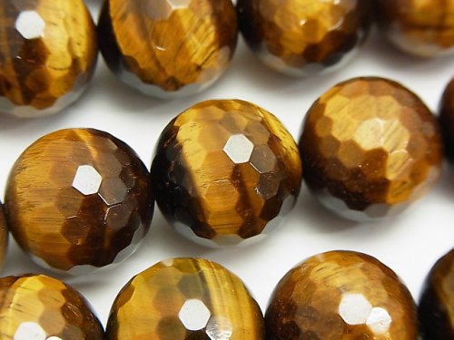 Faceted Round, Tiger's Eye Gemstone Beads