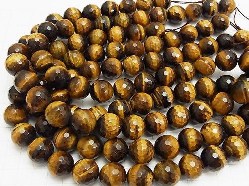 [Video] Yellow Tiger's Eye AAA '128 Faceted Round 16 mm half or 1 strand beads (aprx.15 inch / 36 cm)