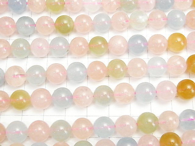 Beryl Mix (Multicolor Aquamarine) AA++ Round 10mm half or 1strand beads (aprx.15inch/38cm)