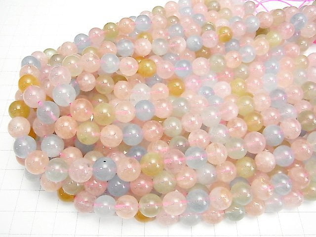 Beryl mix (multicolor Aquamarine) AA ++ Round 10mm half or 1strand beads (aprx.15inch / 38cm)