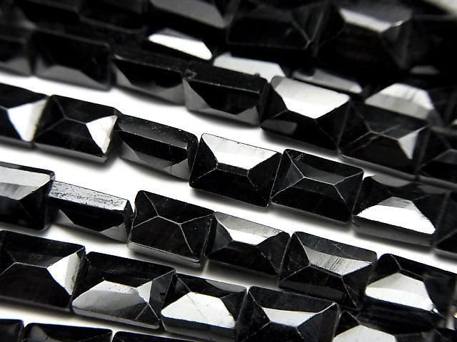 [Video] Black Spinel AA++ Faceted Rectangle 1strand beads (aprx.13inch/32cm)