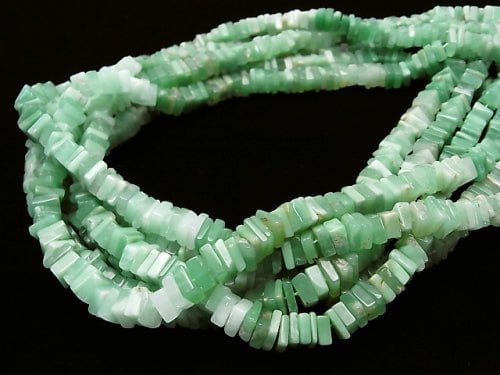 Chrysoprase AA ++ Square Roundel (disk) half or 1strand beads (aprx.15 inch / 38 cm)