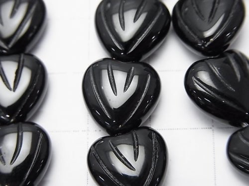 Onyx AAA carved Vertical Hole Heart 12 x 12 x 6 mm half or 1 strand beads (aprx.15 inch / 38 cm)