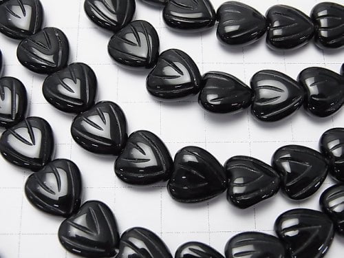 Onyx AAA carved Vertical Hole Heart 12 x 12 x 6 mm half or 1 strand beads (aprx.15 inch / 38 cm)