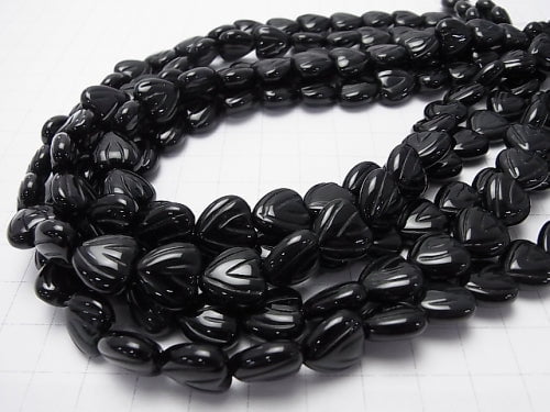 Onyx AAA carved Vertical Hole Heart 12 x 12 x 6 mm half or 1 strand beads (aprx.15 inch / 38 cm)