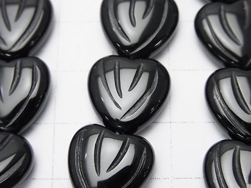 Onyx AAA carved Vertical Hole Heart 14 x 14 x 5 mm half or 1 strand beads (aprx.15 inch / 38 cm)