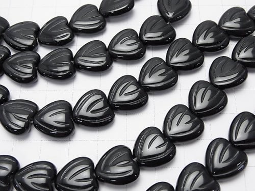 Onyx AAA carved Vertical Hole Heart 14 x 14 x 5 mm half or 1 strand beads (aprx.15 inch / 38 cm)