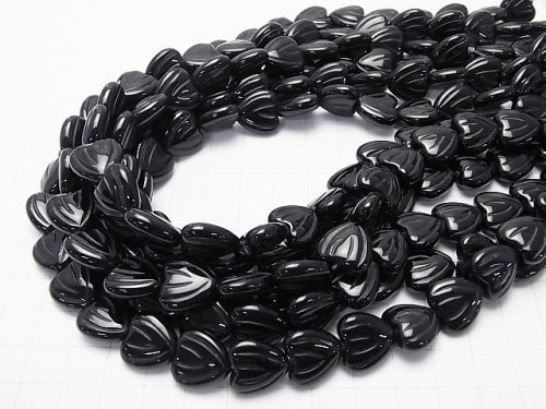 Onyx AAA carved Vertical Hole Heart 14 x 14 x 5 mm half or 1 strand beads (aprx.15 inch / 38 cm)