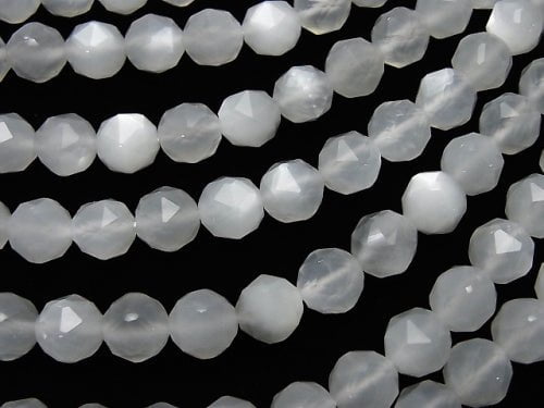 High Quality! White Moonstone AAA Star Faceted Round 8mm half or 1strand beads (aprx.15inch / 37cm)