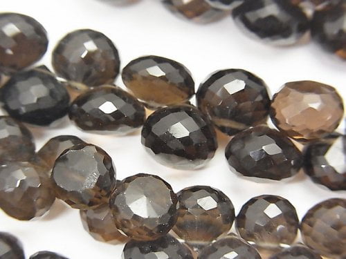 Faceted Briolette, Onion shape, Smoky Quartz Gemstone Beads