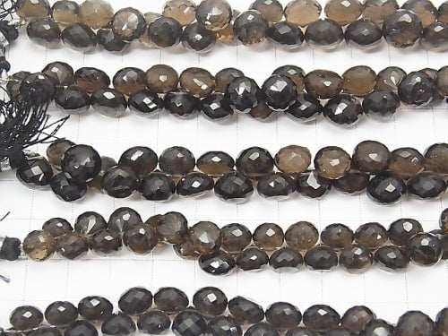 High Quality Smoky Quartz AAA Onion Faceted Briolette [Dark Color] 1/4 or 1strand beads (aprx.6inch / 15 cm)