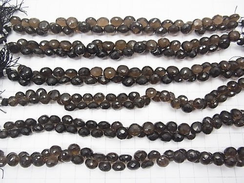 High Quality Smoky Quartz AAA Onion Faceted Briolette [Dark Color] 1/4 or 1strand beads (aprx.6inch / 15 cm)