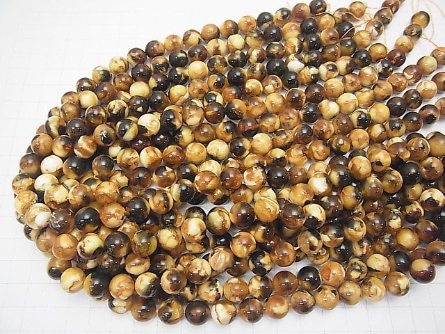 [Video] Pressed Amber Round 10 mm 1/4 or 1strand beads (aprx.15 inch / 38 cm)