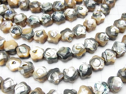 Abalone Shell  Faceted Star (Both Side Finish )10x10x7mm half or 1strand beads (aprx.15inch/38cm)