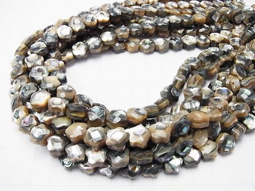 Abalone Shell  Faceted Star (Both Side Finish )10x10x7mm half or 1strand beads (aprx.15inch/38cm)