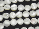 Mother of Pearl MOP White Coin 8x8x3mm 1strand beads (aprx.15inch/37cm)