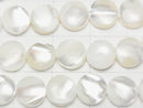 Mother of Pearl MOP White Coin 8x8x3mm 1strand beads (aprx.15inch/37cm)