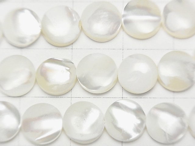 Mother of Pearl MOP White Coin 8x8x3mm 1strand beads (aprx.15inch/37cm)