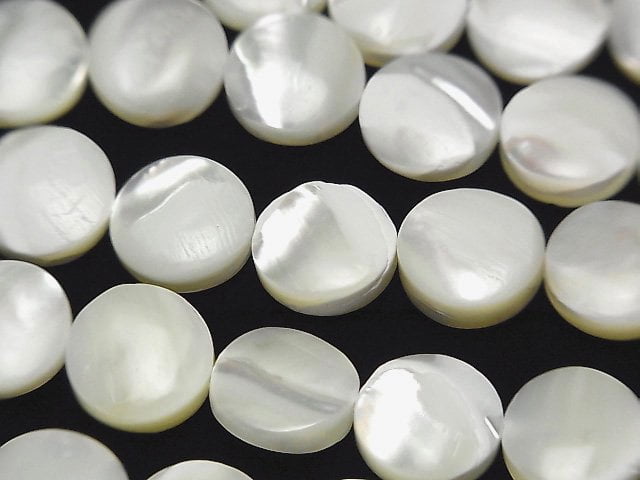 Mother of Pearl MOP White Coin 10x10x4mm 1strand beads (aprx.15inch/37cm)