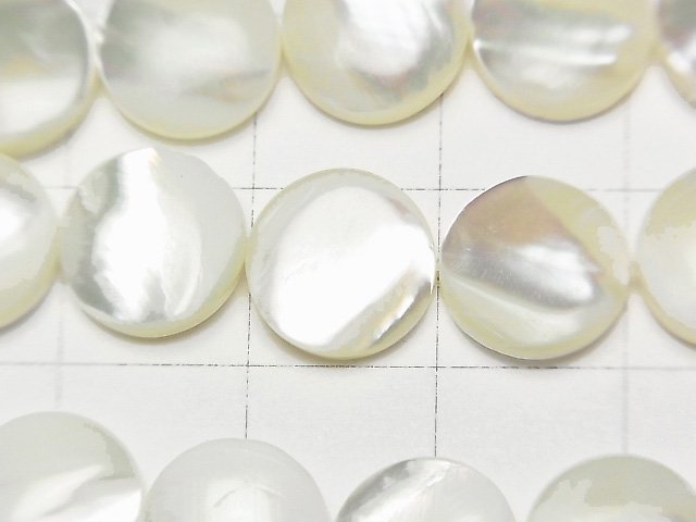 Mother of Pearl MOP White Coin 10x10x4mm 1strand beads (aprx.15inch / 37cm)