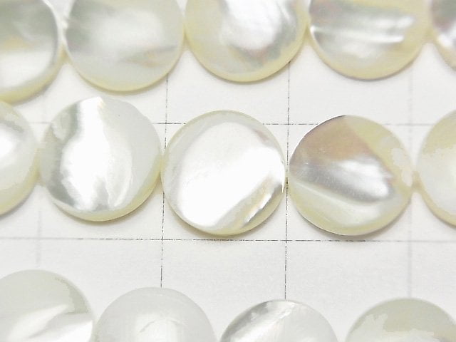 Mother of Pearl MOP White Coin 10x10x4mm 1strand beads (aprx.15inch/37cm)