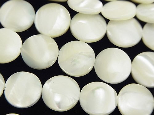 Mother of Pearl MOP White Coin 12x12x4mm 1strand beads (aprx.15inch/37cm)