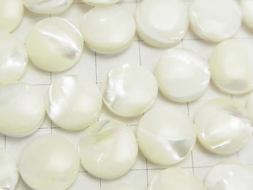 Mother of Pearl MOP White Coin 12x12x4mm 1strand beads (aprx.15inch/37cm)