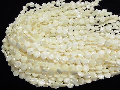 Mother of Pearl MOP White Coin 12x12x4mm 1strand beads (aprx.15inch/37cm)