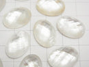 White Shell x Crystal AAA- Oval Faceted Cabochon 18x13mm 3pcs