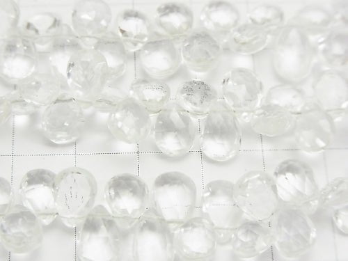 [Video] High Quality Crystal AAA - Pear shape Faceted Briolette half or 1strand beads (aprx.7 inch / 18 cm)