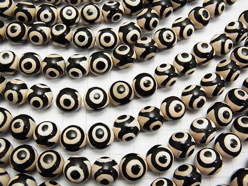 1strand $9.79! DZi Beads Round 10mm Black x White 1strand beads (aprx.13inch / 33cm)