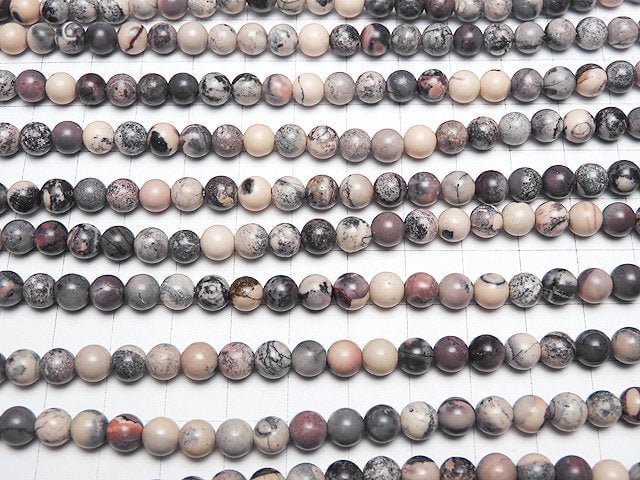 [Video] Red Picture Jasper Round 6mm 1strand beads (aprx.15inch / 36cm)