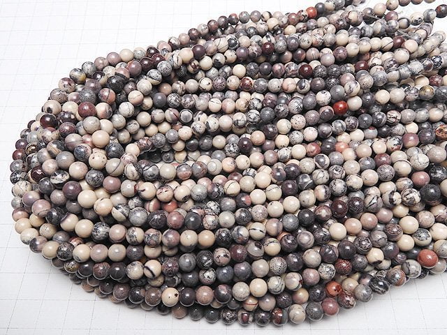 [Video] Red Picture Jasper Round 6mm 1strand beads (aprx.15inch / 36cm)